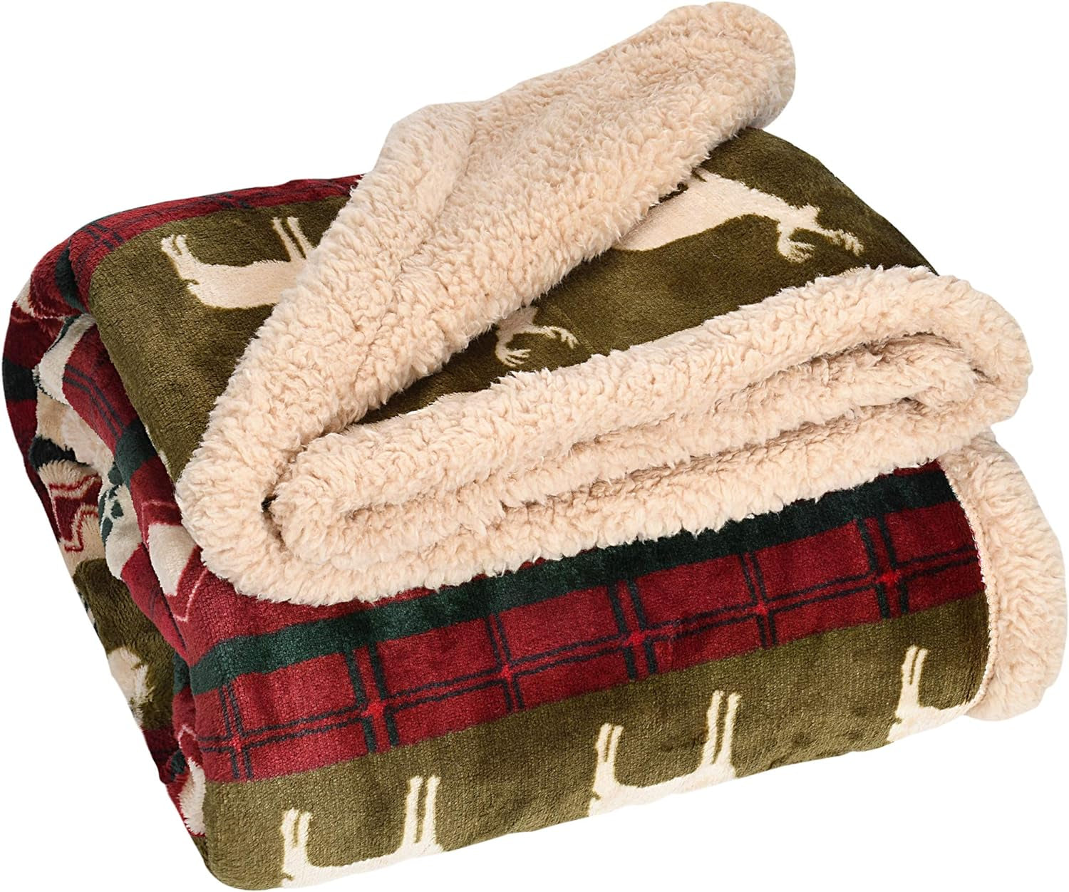 Christmas Sherpa Throw Blanket, Xmas Theme Throws, Plush Fleece Couch Blanket |Super Soft, Comfy, Cozy, Fluffy, Warm | 50X60 Inch, Reindeer