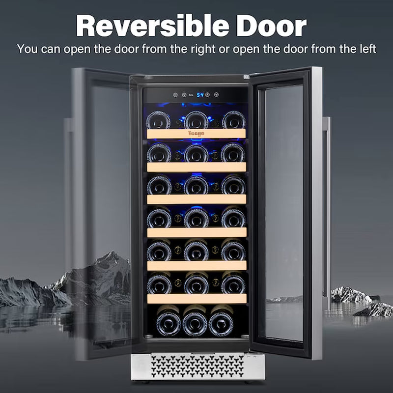 15-In W 33-Bottles Stainless Steel Built-In /Freestanding Indoor Wine Cooler