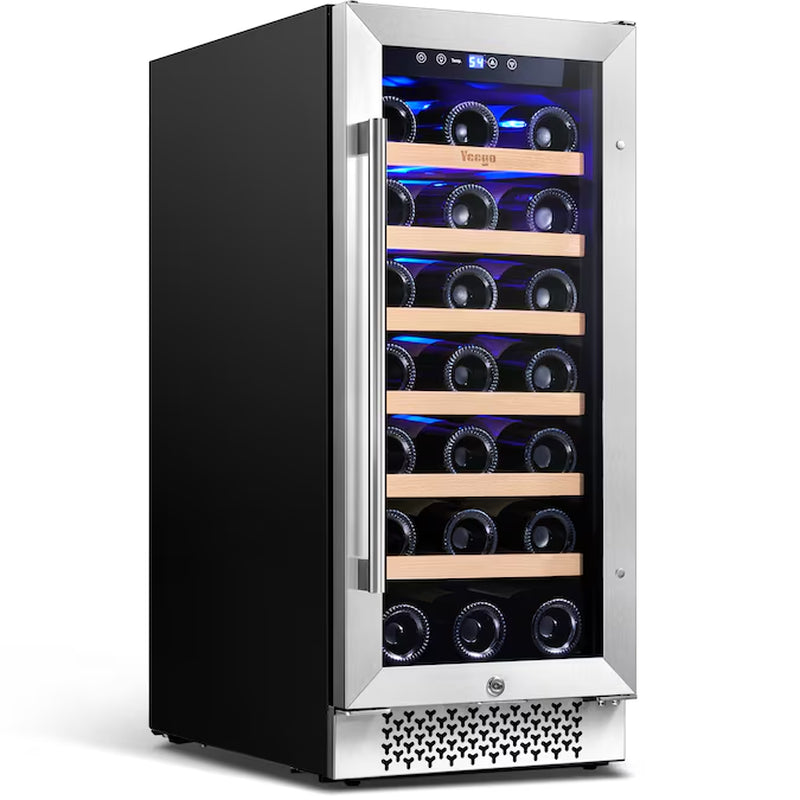 15-In W 33-Bottles Stainless Steel Built-In /Freestanding Indoor Wine Cooler