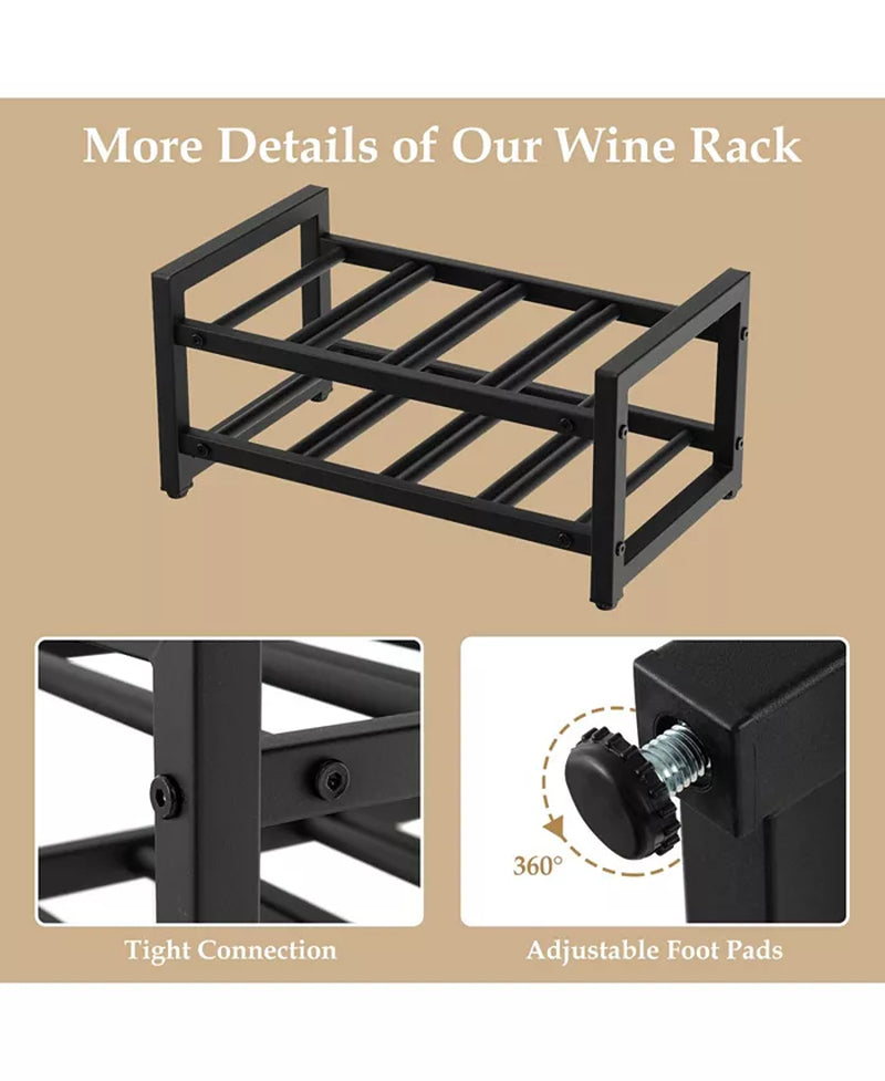 2-Tier 8-Bottle Display Wine Rack with Adjustable Foot Pads